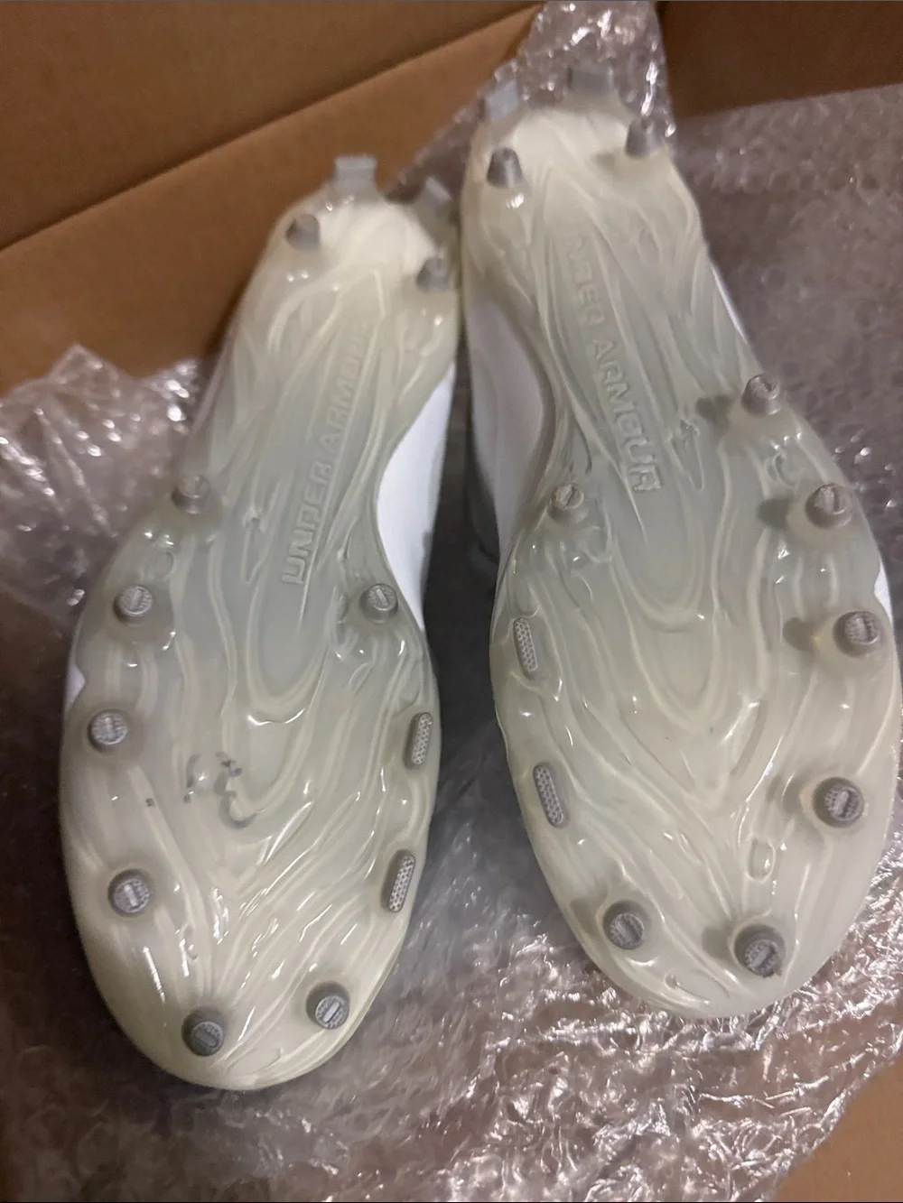 Under Armour White and Light Gray Football Cleats